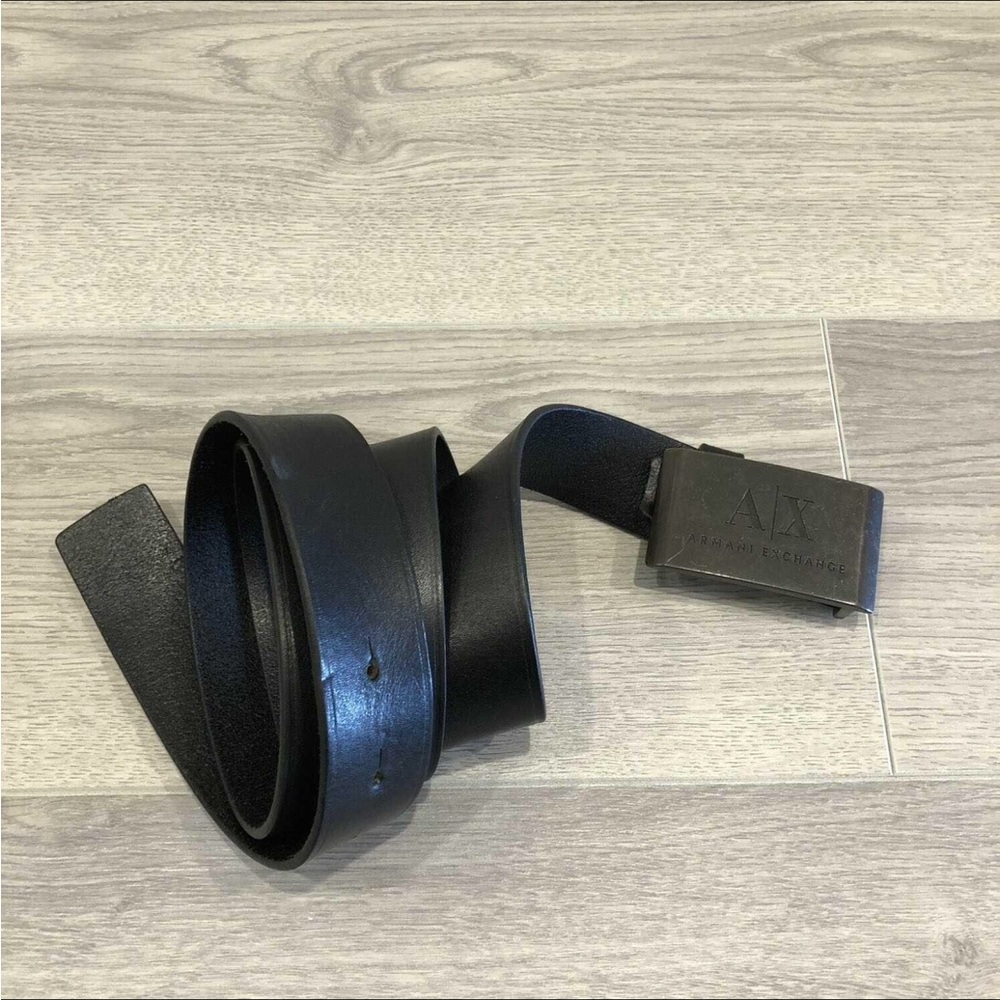 Armani Exchange Black Leather Belt